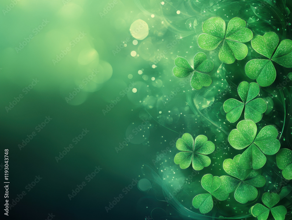 St. Patrick's Day Green Background - Clover Field with Soft Bokeh St. Patrick's Day Green Background - Clover Field with Soft Bokeh