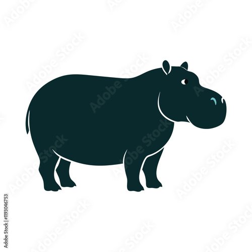 Bold Hippopotamus Silhouette Illustration for Graphic Design photo