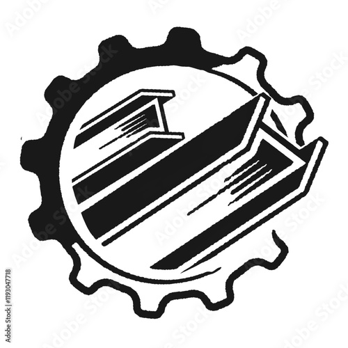iron rod icon in a wheel gear circle without background