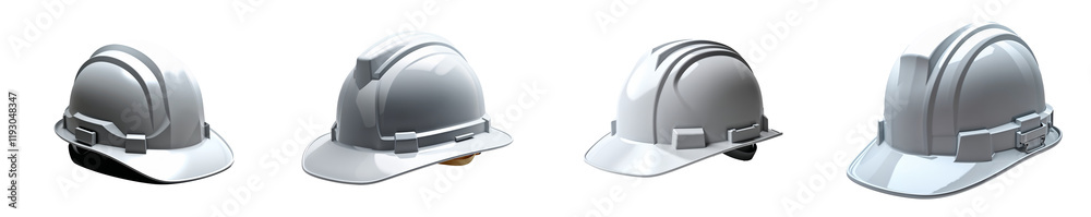Fototapeta premium Collection of hard hat isolated on a white background as transparent PNG 
