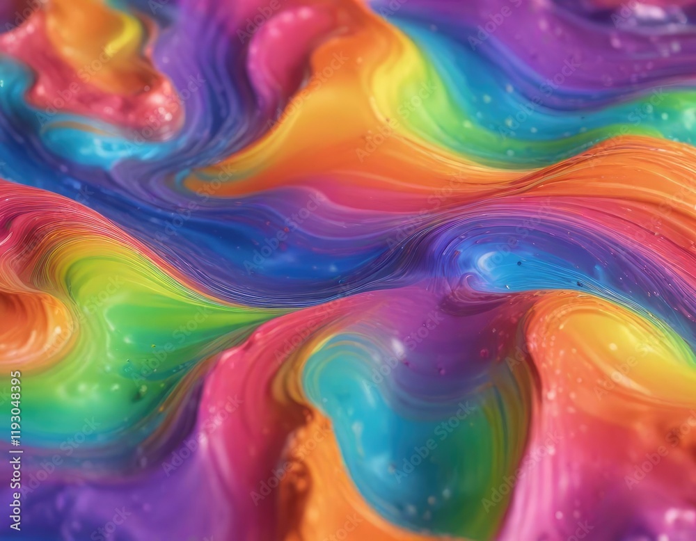 Fototapeta premium A rainbow-colored liquid forming a wavy pattern, rainbow-colored liquid, wavy pattern