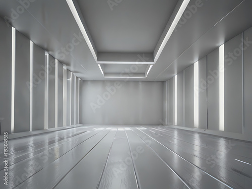 An empty room with a door and a window light nobody hallway door business inside entrance background