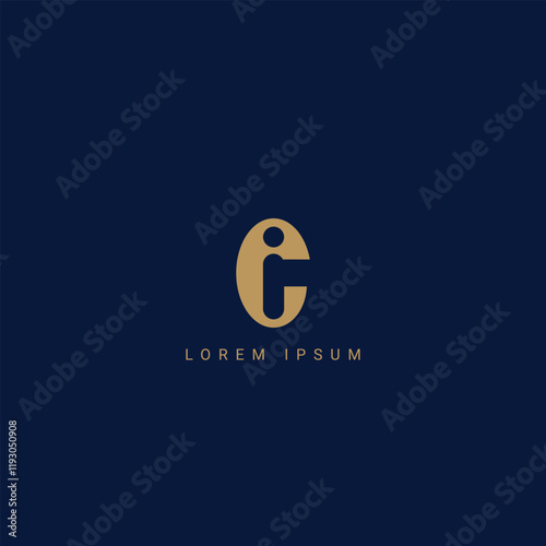 Abstract CI IC or CI letter simple style business logo design vector template EI IE