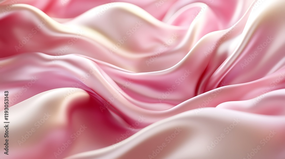 Fototapeta premium Pink silk fabric, soft waves, luxurious texture, background, design