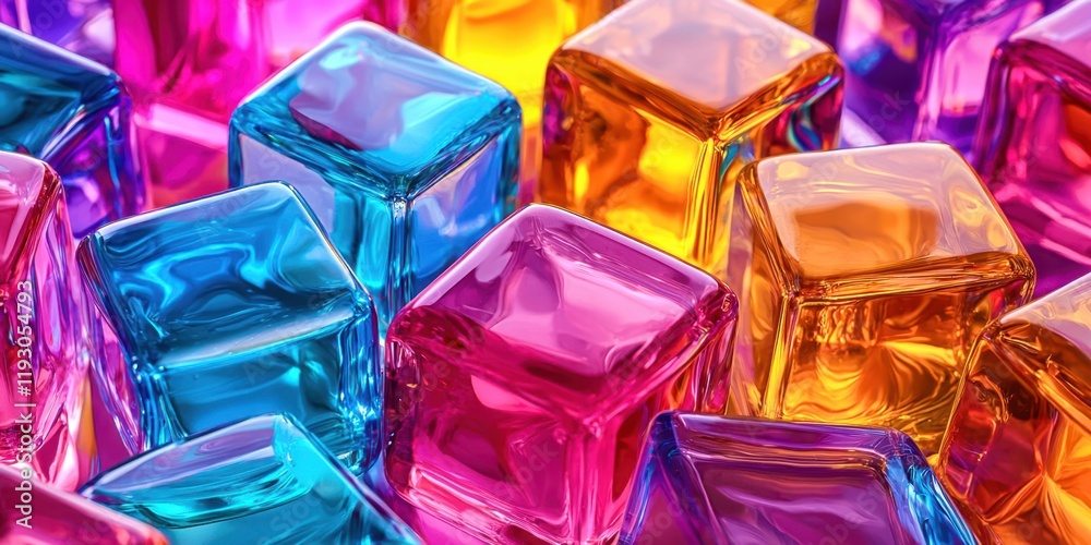 Bunch of colorful cubes made of ice Bunch of colorful cubes made of ice