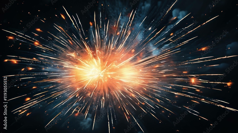 Fototapeta premium Vibrant explosion of light and sparks, evokes excitement and dynamic atmosphere for celebrations and events