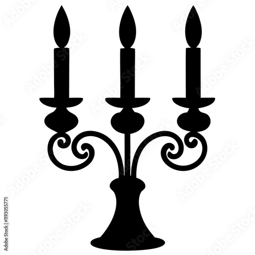 Candlestick with Candle Silhouette Vector Illustration Minimalist Candle Holder Design