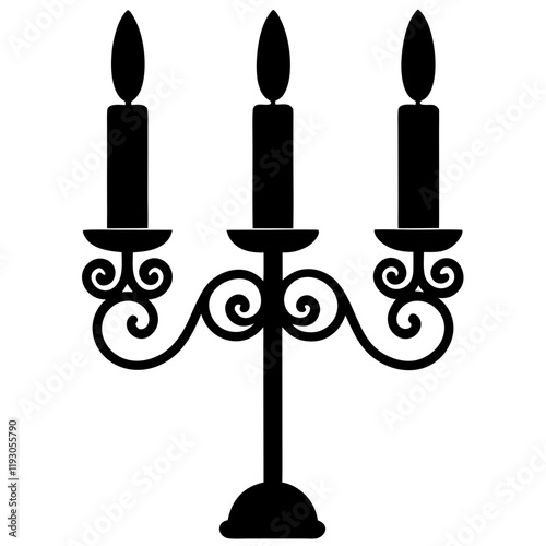 Candlestick with Candle Silhouette Vector Illustration Minimalist Candle Holder Design