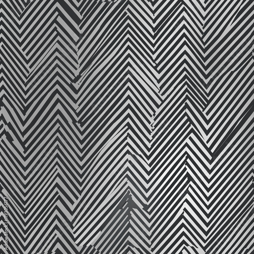 Abstract black and white chevron texture with irregular striped pattern