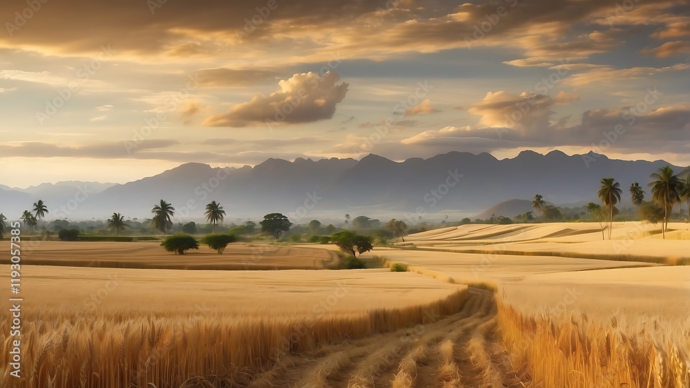 Wheat landscape and agricultural surroundings in PNG Wheat landscape and agricultural surroundings in PNG