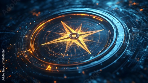 Wallpaper Mural Abstract compass icon with glowing accents, representing direction and purpose. Torontodigital.ca
