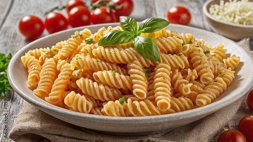 The cheese fusilli pasta is delicious. Turkish name; Peynirli makarna photo