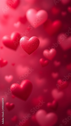 Floating Red Hearts Romantic Valentines Day Background