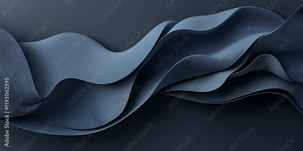 Obraz premium Abstract dark blue flowing fabric waves. Design background