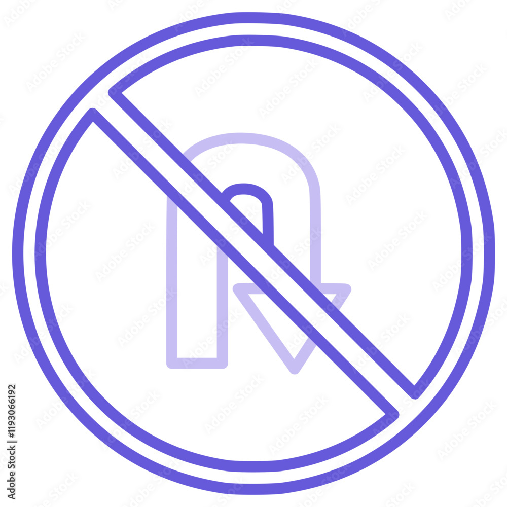 No U Turn Icon No U Turn Icon