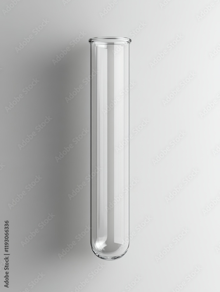 Transparent Glass Test Tube on a Minimalist Background for Scientific and Laboratory Use in Chemical Experiments and Research Transparent Glass Test Tube on a Minimalist Background for Scientific and Laboratory Use in Chemical Experiments and Research