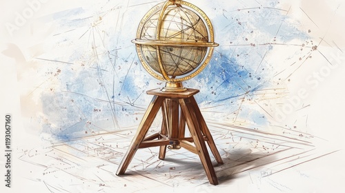 an astronomical setup platform featuring a armillary sphere   photo