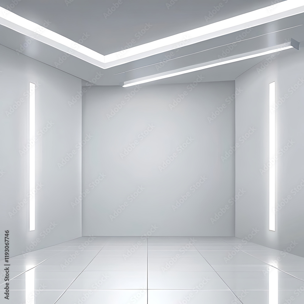 Fototapeta premium An empty room with a door and a window light nobody hallway door business inside entrance background