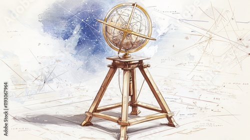 an astronomical setup platform featuring a armillary sphere   photo