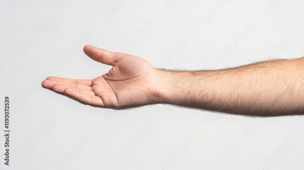 Open male hand palm up, isolated on white background. Open male hand palm up, isolated on white background.