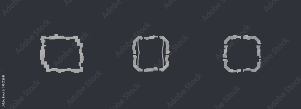 Three Ski Fi Hud Futuristic Square Pixel Style Frames Set Logo Element Military Game UI Element Isolated Vector Design Three Ski Fi Hud Futuristic Square Pixel Style Frames Set Logo Element Military Game UI Element Isolated Vector Design