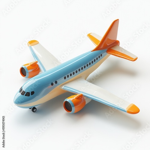Colorful airplane model showcasing playful design and unique det