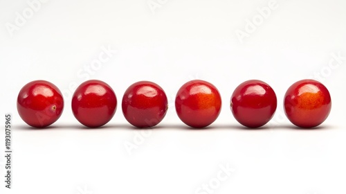 Isolated cranberries. A set of cranberry berries arranged on a white background. Full depth of field. photo