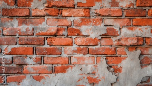 Weathered brick wall texture creating a rustic and vintage background photo