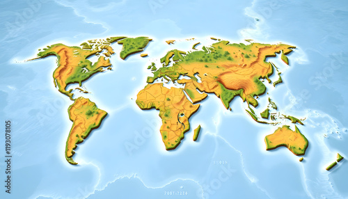 Dimensional 3D Wold Map, with white tones