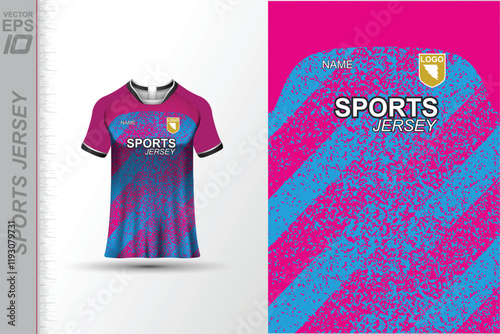 Modern ready-to-print jersey design with dynamic lines and vibrant colors. Perfect for football, basketball, cycling, or sportswear. High-quality, customizable vector file for instant printing.