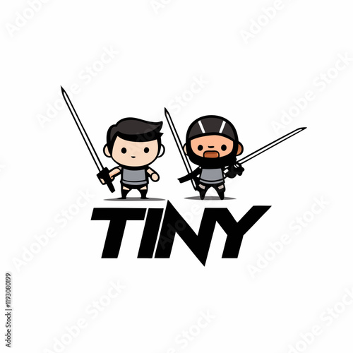 t shirt Depict two chibi warriors with oversized weapons in a cute duel, 