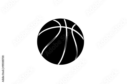 Vector illustration of a basketball icon with a black silhouette concept, ideal for various graphic design purposes, such as logos, posters or sports-themed visual elements.