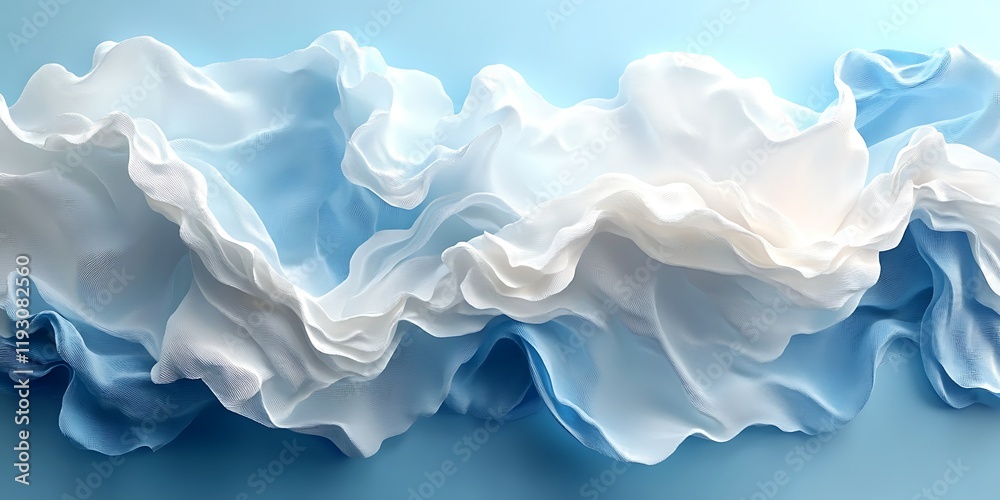 Obraz premium Blue and white fabric waves, abstract background, design element
