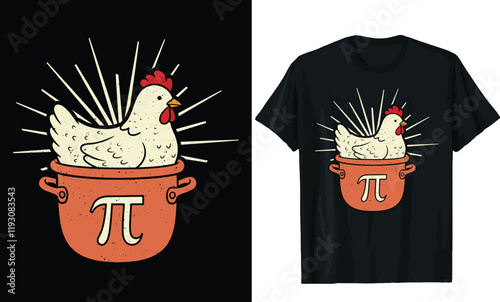 Chicken Pot t-shirt design.Pi day t-shirt design
