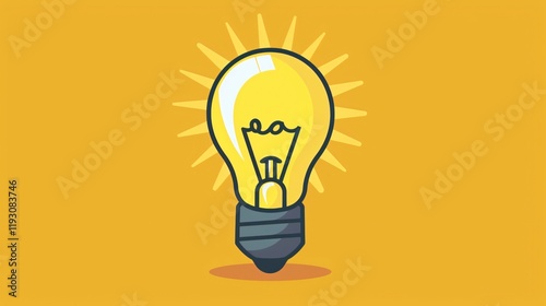 Modern Lightbulb Icon in Flat Design: Vector Illustration Cartoon Style