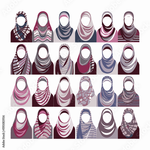 set of muslim woman in hijab fashion style