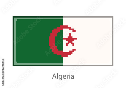 Vector illustration of the Algeria flag isolated in pixel art or mosaic style on white background. Collection of flags of the countries of the world.