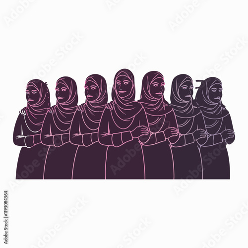 Muslim girls avatars. Islamic fashion for women iranian turkish and arabic headscarf hidjab in various types. Vector flat arabic female. 