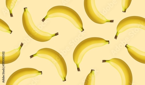 Yellow banana fruits seamless pattern background