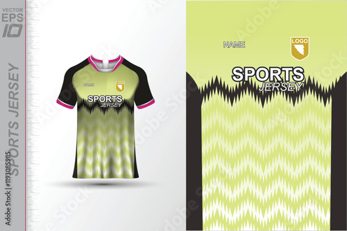 Modern ready-to-print jersey design with dynamic lines and vibrant colors. Perfect for football, basketball, cycling, or sportswear. High-quality, customizable vector file for instant printing.