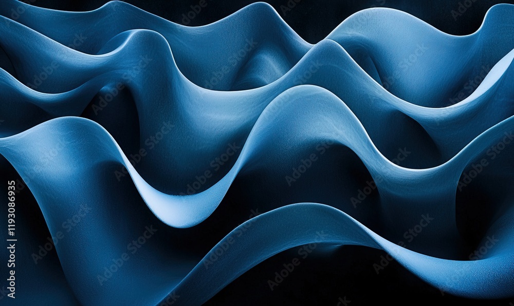 Obraz premium Abstract blue waves background, dynamic flowing lines, dark backdrop, ideal for design projects