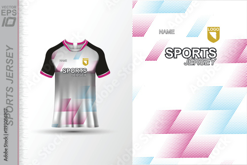 Modern ready-to-print jersey design with dynamic lines and vibrant colors. Perfect for football, basketball, cycling, or sportswear. High-quality, customizable vector file for instant printing.