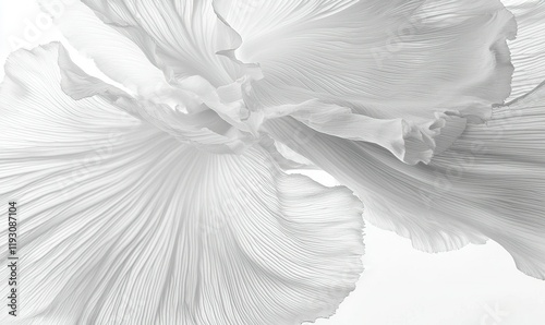 Abstract white floral petals on white background, ideal for elegant designs