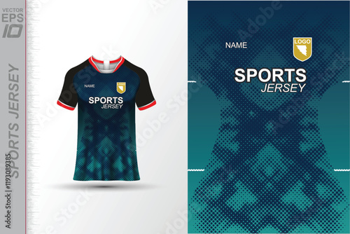Modern ready-to-print jersey design with dynamic lines and vibrant colors. Perfect for football, basketball, cycling, or sportswear. High-quality, customizable vector file for instant printing.