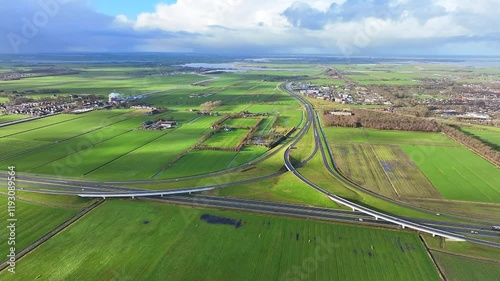 Aerial from junction Joure in Friesland Netherlands photo