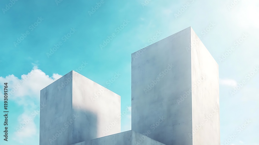 Minimalist Concrete Structures Against a Vibrant Sky Minimalist Concrete Structures Against a Vibrant Sky