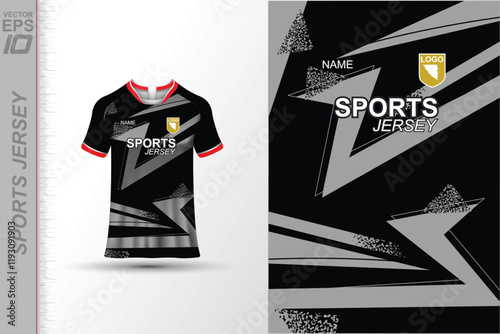 Modern ready-to-print jersey design with dynamic lines and vibrant colors. Perfect for football, basketball, cycling, or sportswear. High-quality, customizable vector file for instant printing.