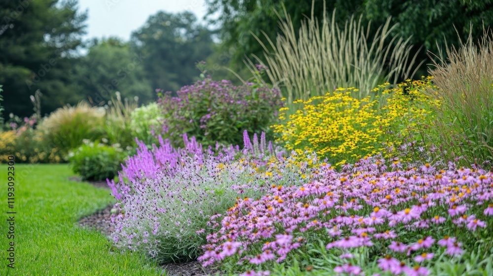 Obraz premium A shot of douglas aster plants in full bloom, their flowers adding color to the garden landscape.