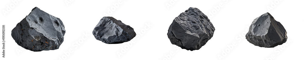 Collection of Volcanic rock isolated on a white background as transparent PNG Collection of Volcanic rock isolated on a white background as transparent PNG