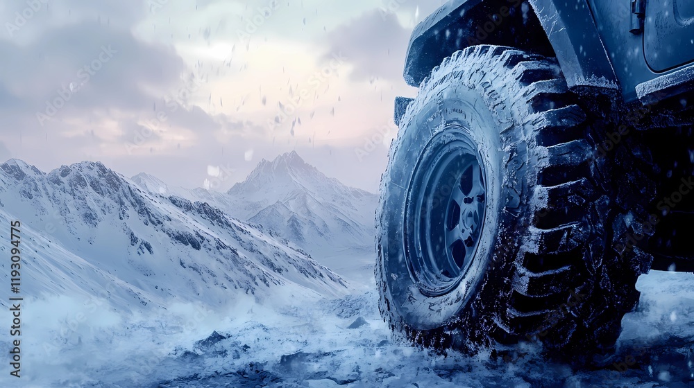 Premium off-road tire built for challenging terrains with aggressive tread pattern for enhanced stability style book illustration Premium off-road tire built for challenging terrains with aggressive tread pattern for enhanced stability style book illustration